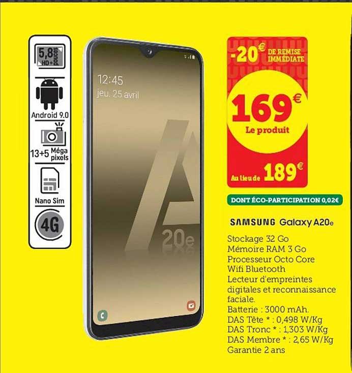 samsung galaxy a20 -20% de remise immédiate