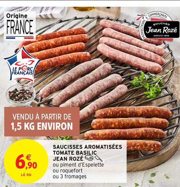 saucisses aromatisées tomate basilic jean rozé