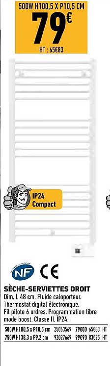 Sèche Serviettes Droit Nf