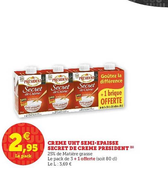 secret de crème président crème uht semi épaisse