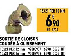 sortie de cloison coudée à glissement