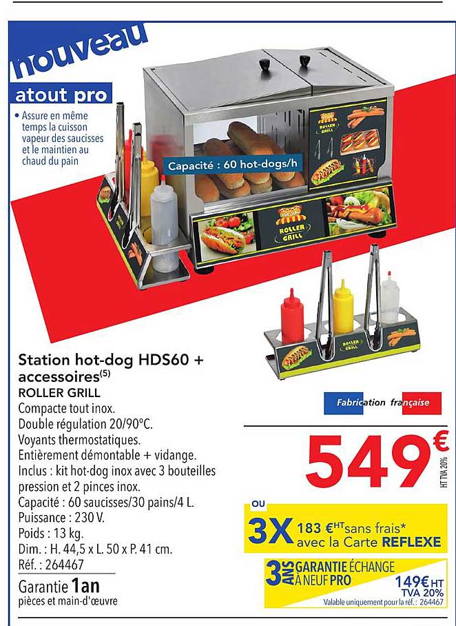 station hot dog hds60 + accessoires roller grill
