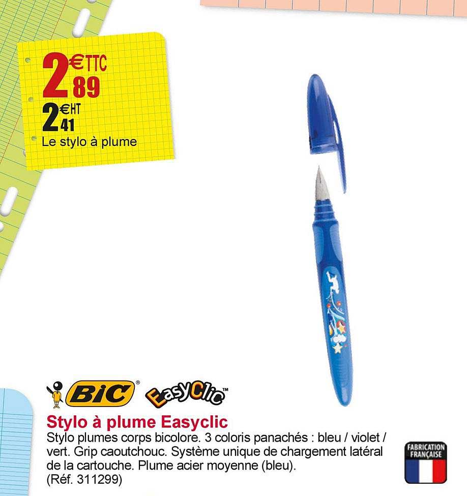 stylo à plume easyclic bic
