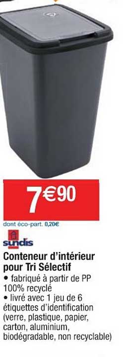 sundis conteneur d'intérieur pour tri sélectif