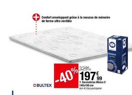 surmatelas mémo 5 140x190 cm bultex