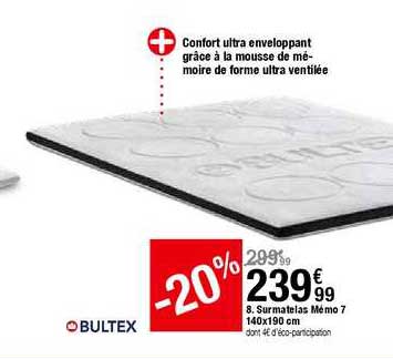 surmatelas mémo 7 140x190 cm bultex