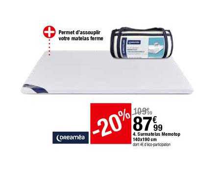 surmatelas memotep 140x190cm dreaméa