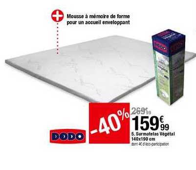 surmatelas végétal 140x190cm dodo