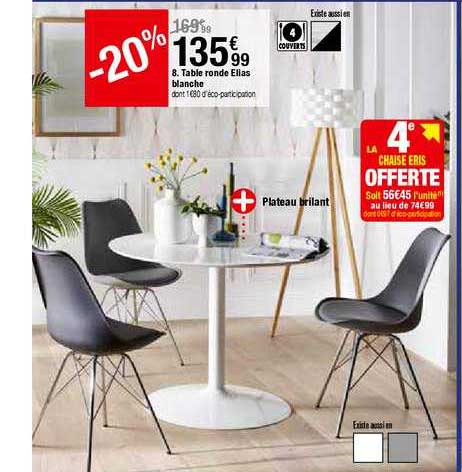 table ronde elias blanche la chaise eris