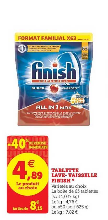 tablette lave vaisselle finish -40% de remise immédiate