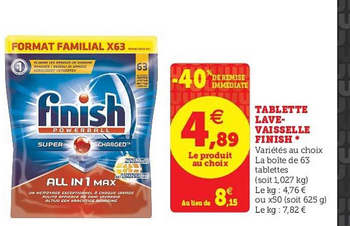 tablette lave vaisselle finish -40% de remise immédiate