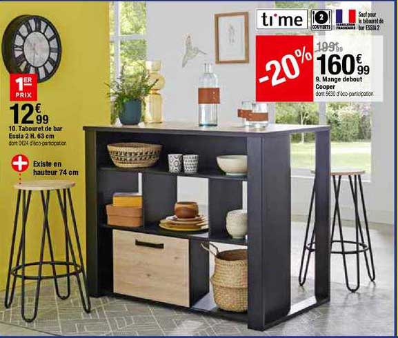 tabouret de bar essia 2 h 63 cm mange débout cooper