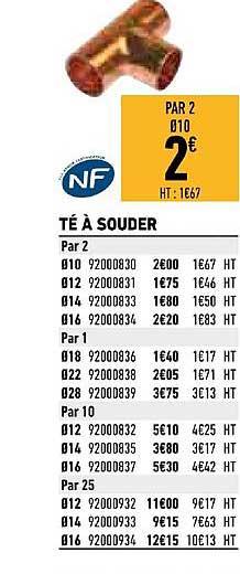 té à souder nf