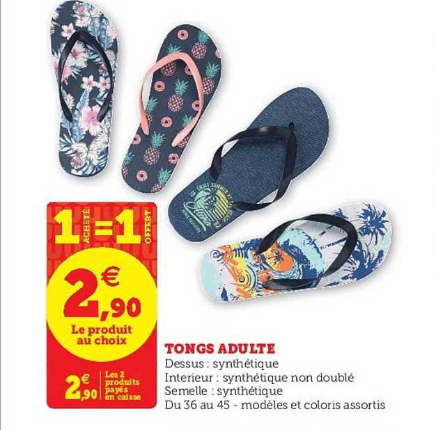 Tongs Adulte 2 Achetés + 1 Offert