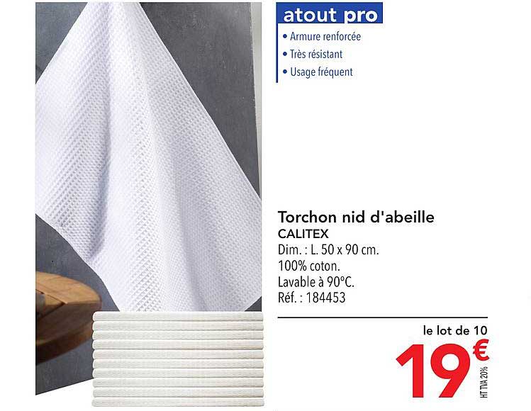 torchon nid d'abeille calitex