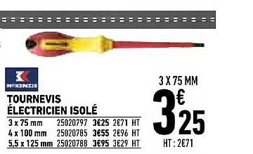 tournevis électricien isolé