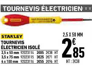 tournevis électricien isolé stanley