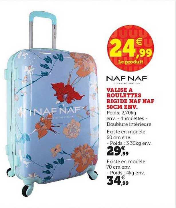 valise à roulettes rigide naf naf 50 cm env.