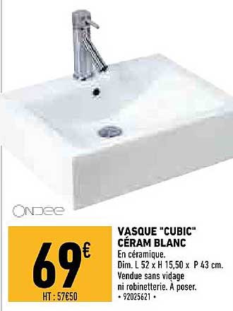vasque cubic céram blanc ondee