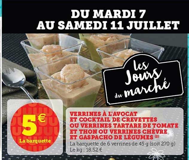 verrines à l'avocat et cocktail de crevettes ou verrines tartare de tomate et thon ou verrines chèvre et gaspacho de légumes