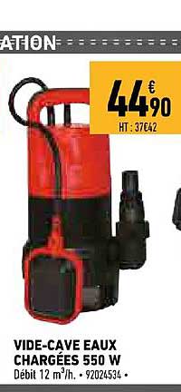 vide cave eau chargées 550 w