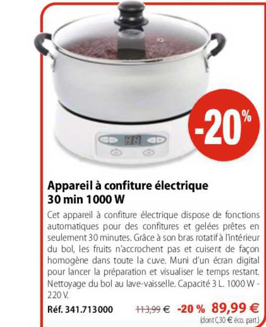 appareil à confiture électrique 30 min 1000 w
