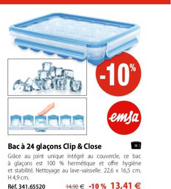 bac à 24 glaçons clip & close