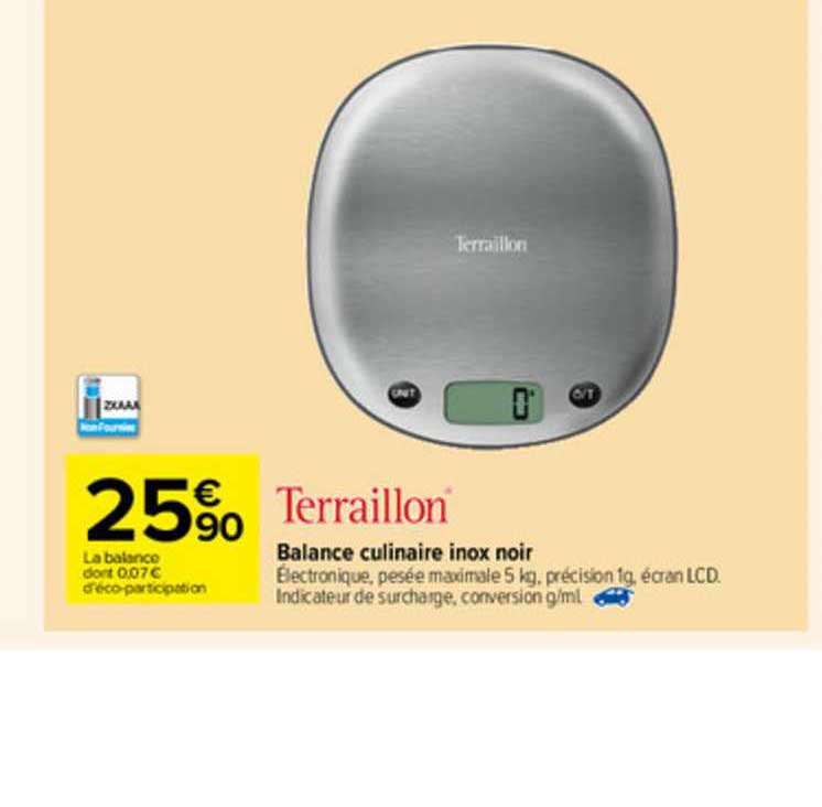 balance culinaire inox noir terraillon