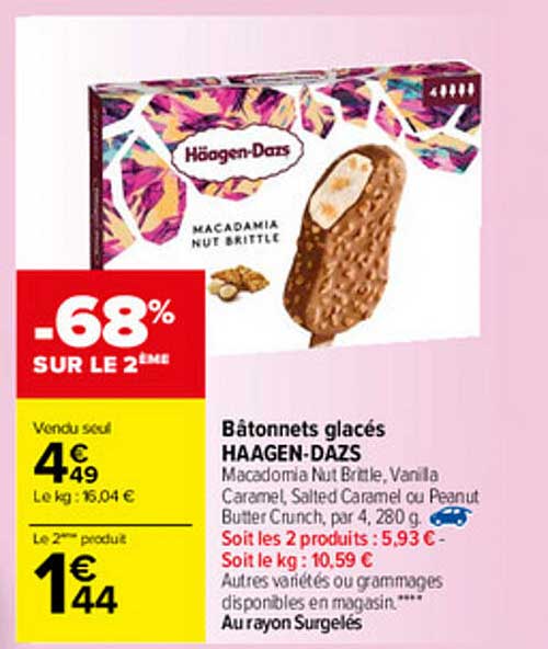 bâtonnets glacés häagen-dazs