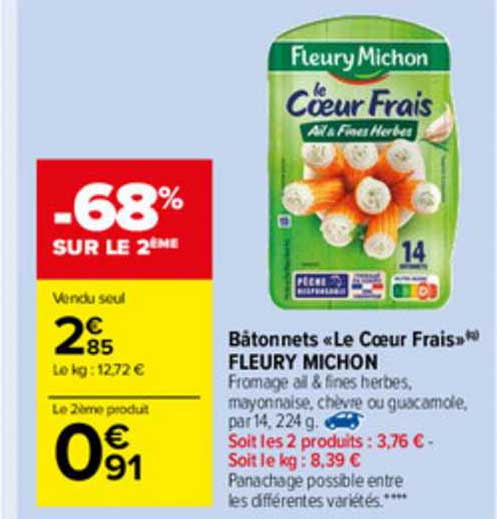 bâtonnets «le cœur frais» fleury michon