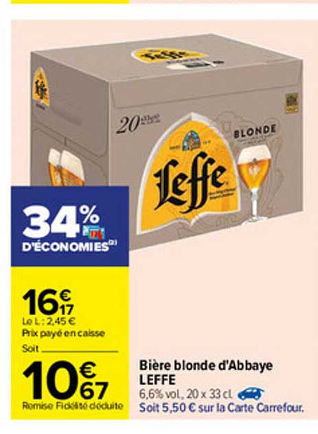 Bière Blonde D'abbaye Leffe