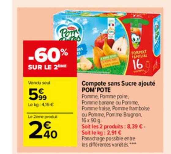 compote sans sucre ajouté pom'pote