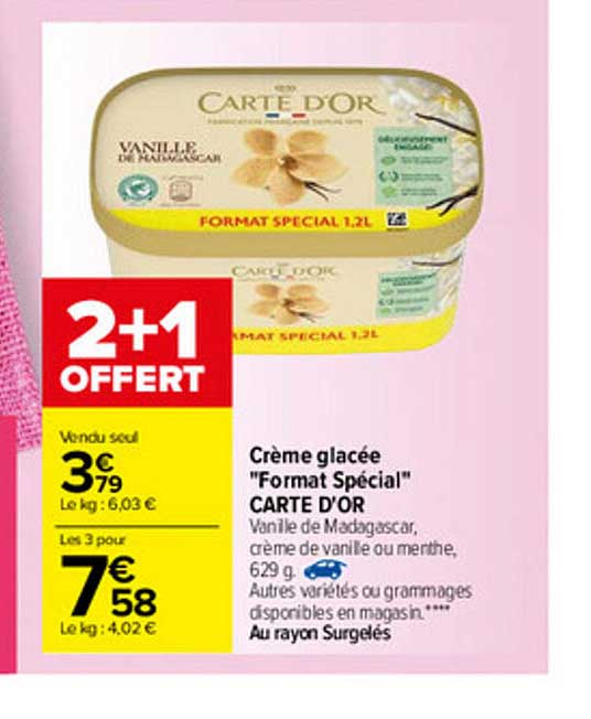 crème glacée "format spécial" carte d'or