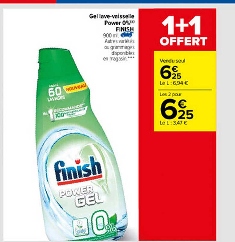 gel lave-vaisselle power 0% finish