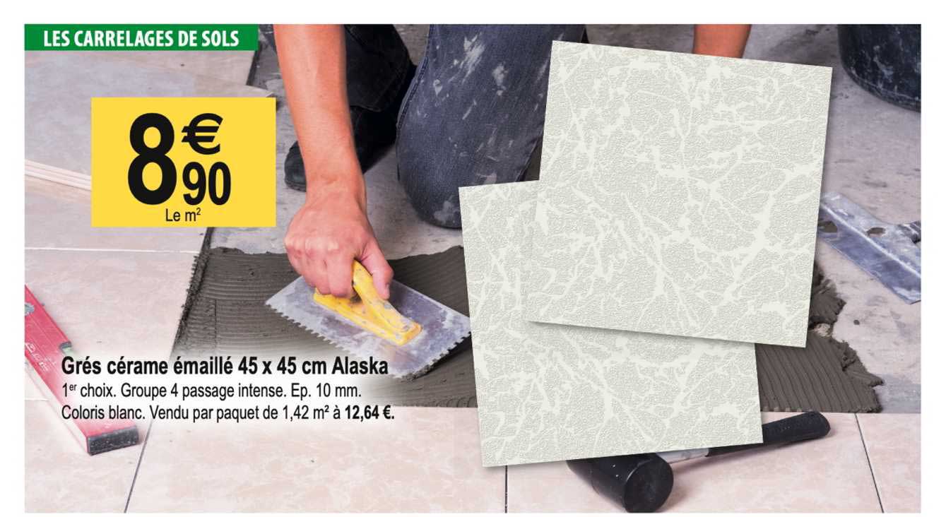grés cérame émaillé 45 x 45 cm alaska