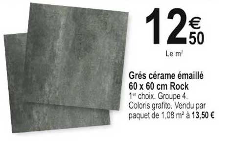 grés cérame émaillé 60 x 60 cm rock