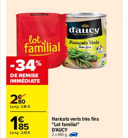 haricots verts très fins "lot familial" d'aucy