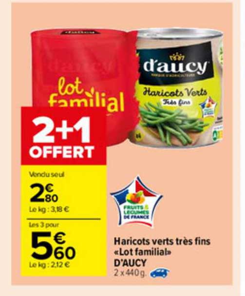 haricots verts très fins «lot familial» d'aucy