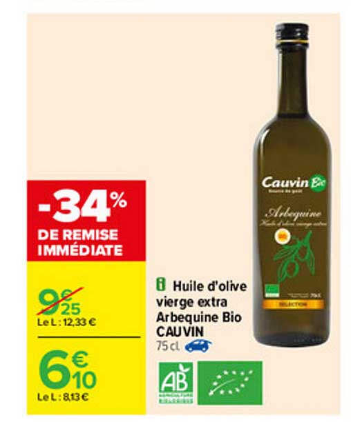 huile d'olive vierge extra arbequine bio cauvin