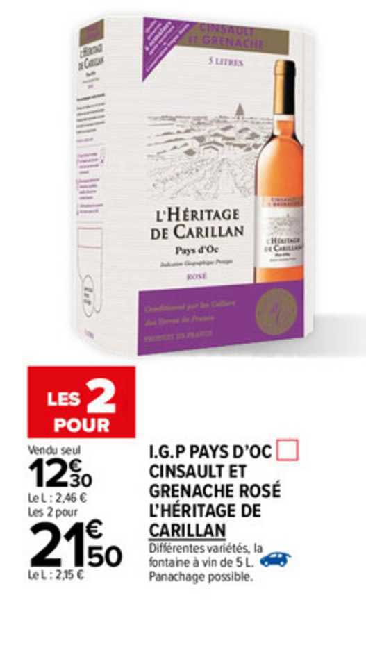 I.g.p. Pays D'oc Cinsault Et Grenache Rosé L'héritage De Carillan
