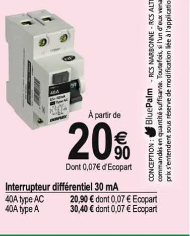 interrupteur différentiel 30 ma