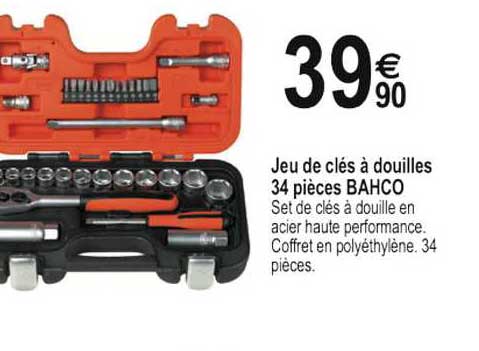 Jeu De Clé à Douilles 34 Pièces Bahco