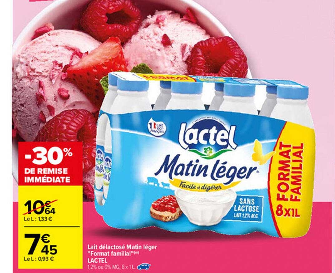 lait délactosé matin léger "format familial" lactel