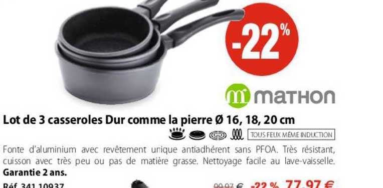 lot de 3 casseroles dur comme la pierre