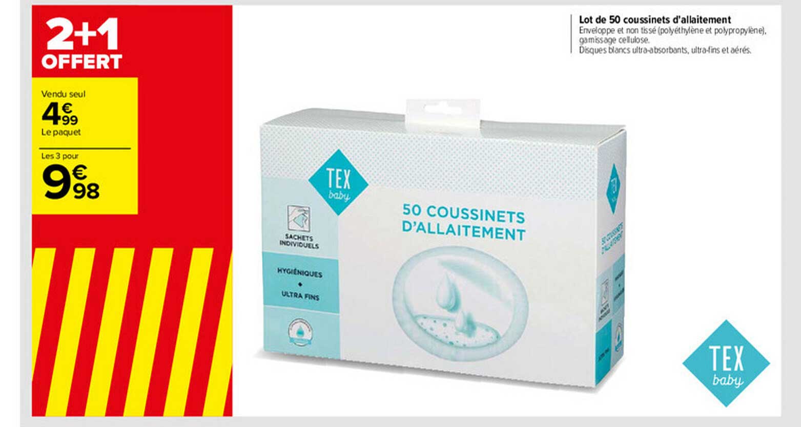lot de 50 coussinets d'allaitement