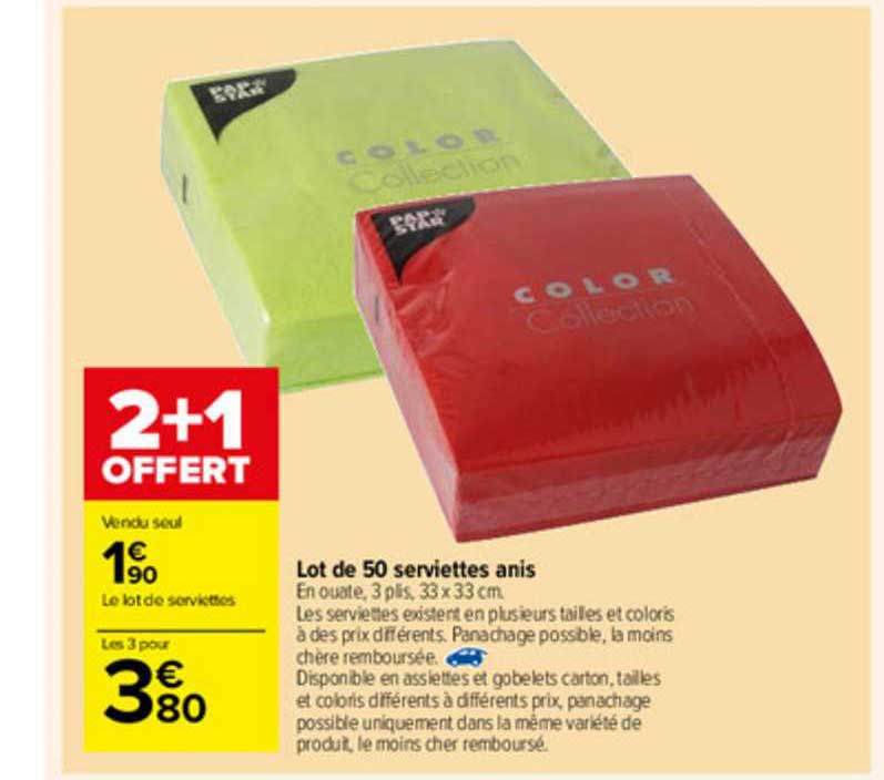Lot De 50 Serviettes Anis