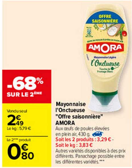 mayonnaise l'onctueuse "offre saisonnière" amora