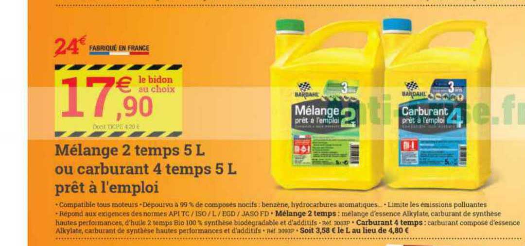 mélange 2 temps 5 l ou carburant 4 temps 5 l prêt à l'emploi
