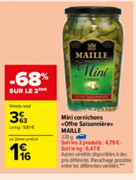 mini cornichons «offre saisonnière» maille