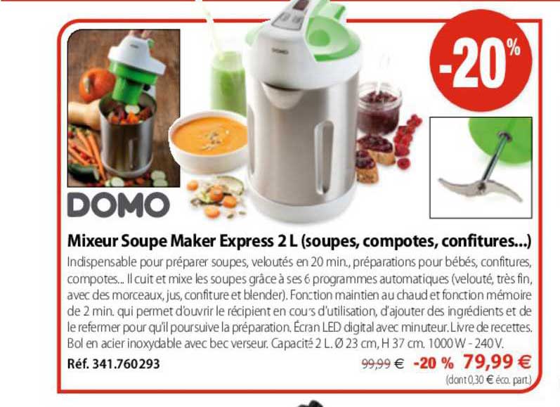 mixeur soupe maker express 2 l (soupes, compotes, confitures ...)